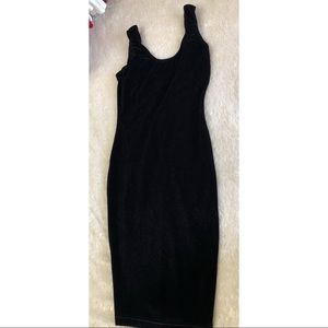 American apparel black velvet short dress backless